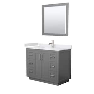 Miranda 42 in. W Single Bath Vanity in Dark Gray with Cultured Marble Vanity Top in White with White Basin and Mirror