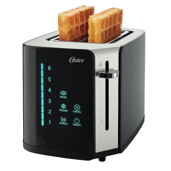Oster 2 Slice Black Toaster with Extra-Wide Slots in Brushed Stainless Steel  985120892M - The Home Depot