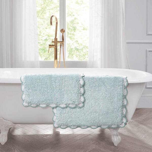 Laura Ashley Heathered Crochet Border Aqua Blue 17 in. x 24 in