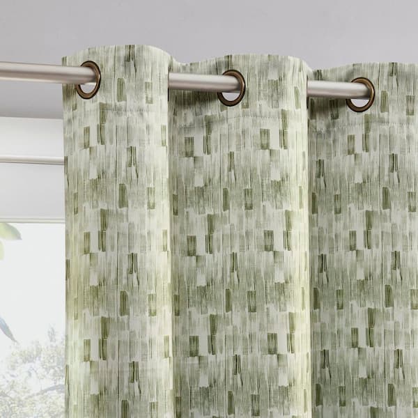 Vernon Olive Green Layered 40 in. W x 84 in. L Grommet 100% Blackout Curtain (Set of 2)