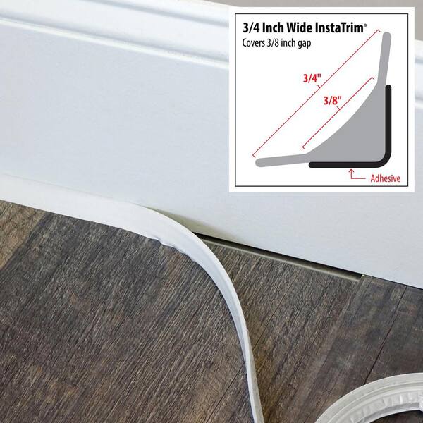Instatrim 3 4 In X 10 Ft White Pvc Inside Corner Self Adhesive Flexible Caulk And Trim Molding It75inwht The Home Depot Instatrim 3 4 In X 10 Ft White Pvc