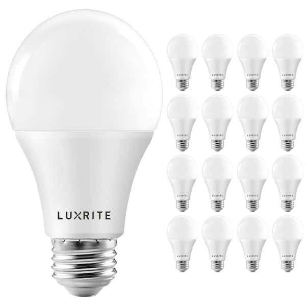 LUXRITE 100-Watt Equivalent A19 ENERGY STAR Dimmable 3000K Warm White 1600lm LED Light Bulb 15-Watt E26 Medium Base (16-Pack) LR21441-16PK - The Home