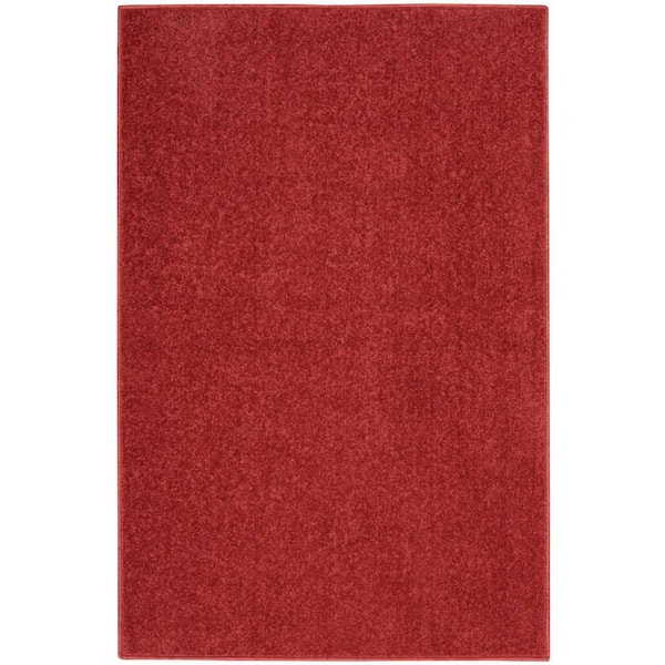 Essentials doormat 2 ft. x 4 ft. Brick Red Solid Contemporary Indoor/Outdoor Patio Kitchen Area Rug