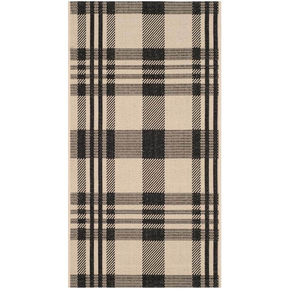 Courtyard Black/Bone Doormat 2 ft. x 4 ft. Striped Indoor/Outdoor Patio Area Rug price history on PriceWatchPro