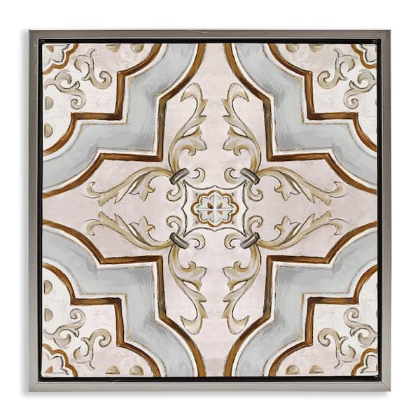 Stupell Industries Classic Symmetrical Tile by Eli Jones Gray Floater Frame Abstract Graphic Art Print 25 in. x 25 in.