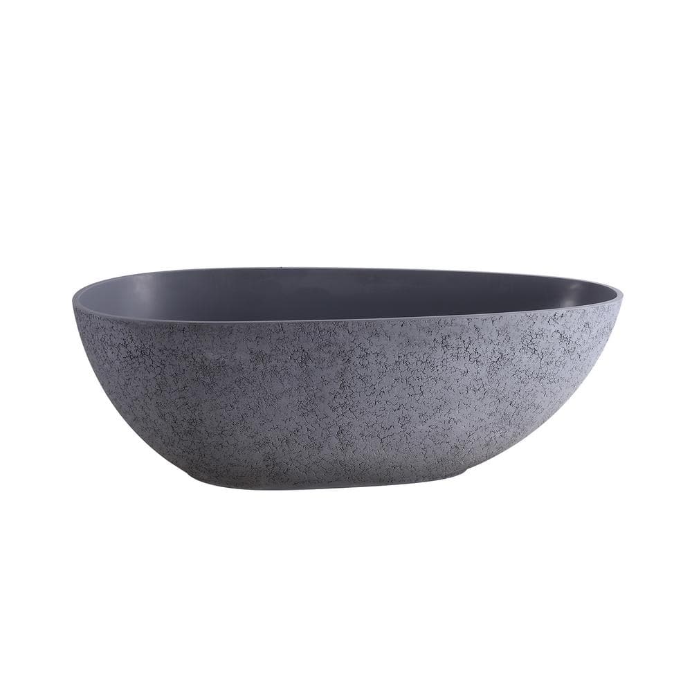65 in. x 33 in. Soaking Bathtub with Center Drain in Cement Grey