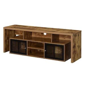 Lexington 59.25 in. Barnwood/Black Wood TV Stand Fits TVs Up to 65 in. with Storage Doors
