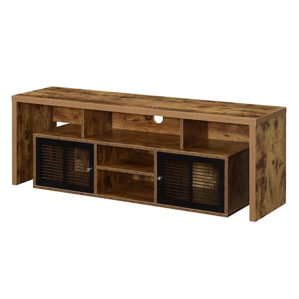 Convenience Concepts Lexington 59.25 in. Barnwood/Black Wood TV Stand Fits TVs Up to 65 in. with Storage Doors