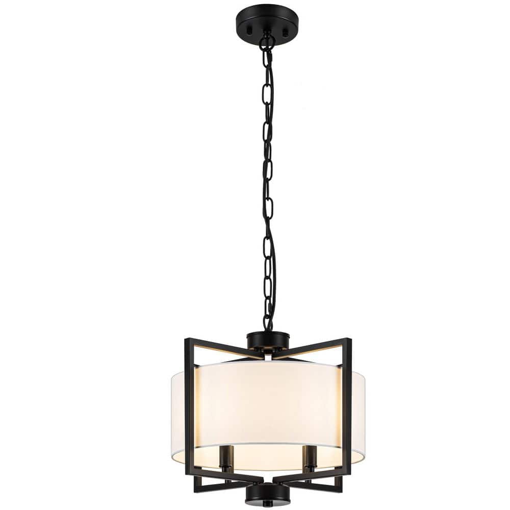 4-Light Modern Black Drum Candlestick Chandelier with Fabric Shade for Kitchen Island & Dining Room price history on PriceWatchPro