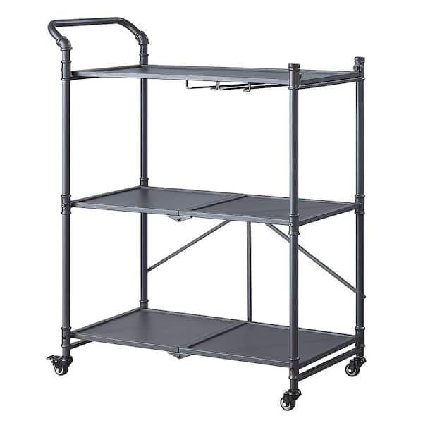 Acme Furniture Cordelia Sandy Black and Dark Bronze Hand-Brushed Serving Cart