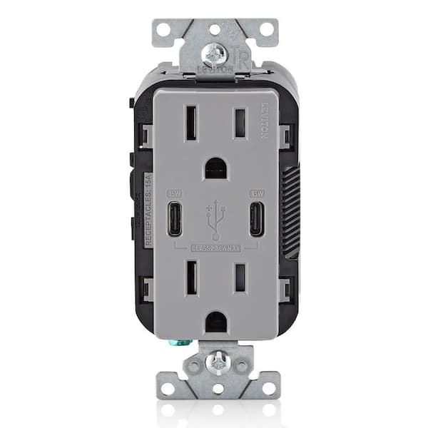 15 Amp 125 V Tamper Resistant Duplex Outlet/Receptacle, Gray (1-Pack) T5637-G