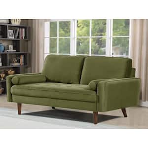 Monahan 58 in. Olive Green Solid Velvet 2 seats Love seat with Button Tufted Seat