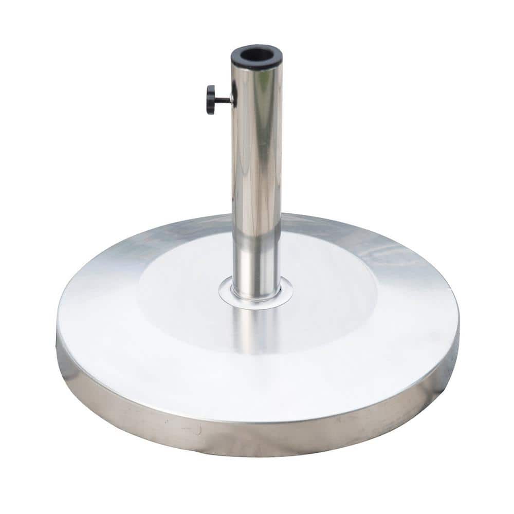 Stainless Steel Round Patio Umbrella Stand with Cement Base
