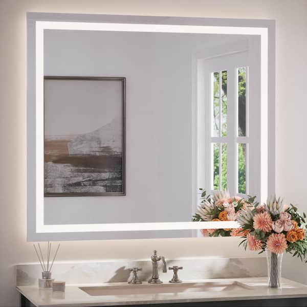 42 in. W x 36 in. H Rectangular Frameless with Frontlit & Backlit Anti-Fog LED Mirro Wall Mount Bathroom Vanity Mirror