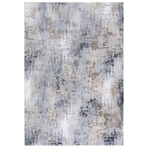 Slate 9 ft. x 12 ft. Gray/Brown Ivory Distressed Abstract Area Rug