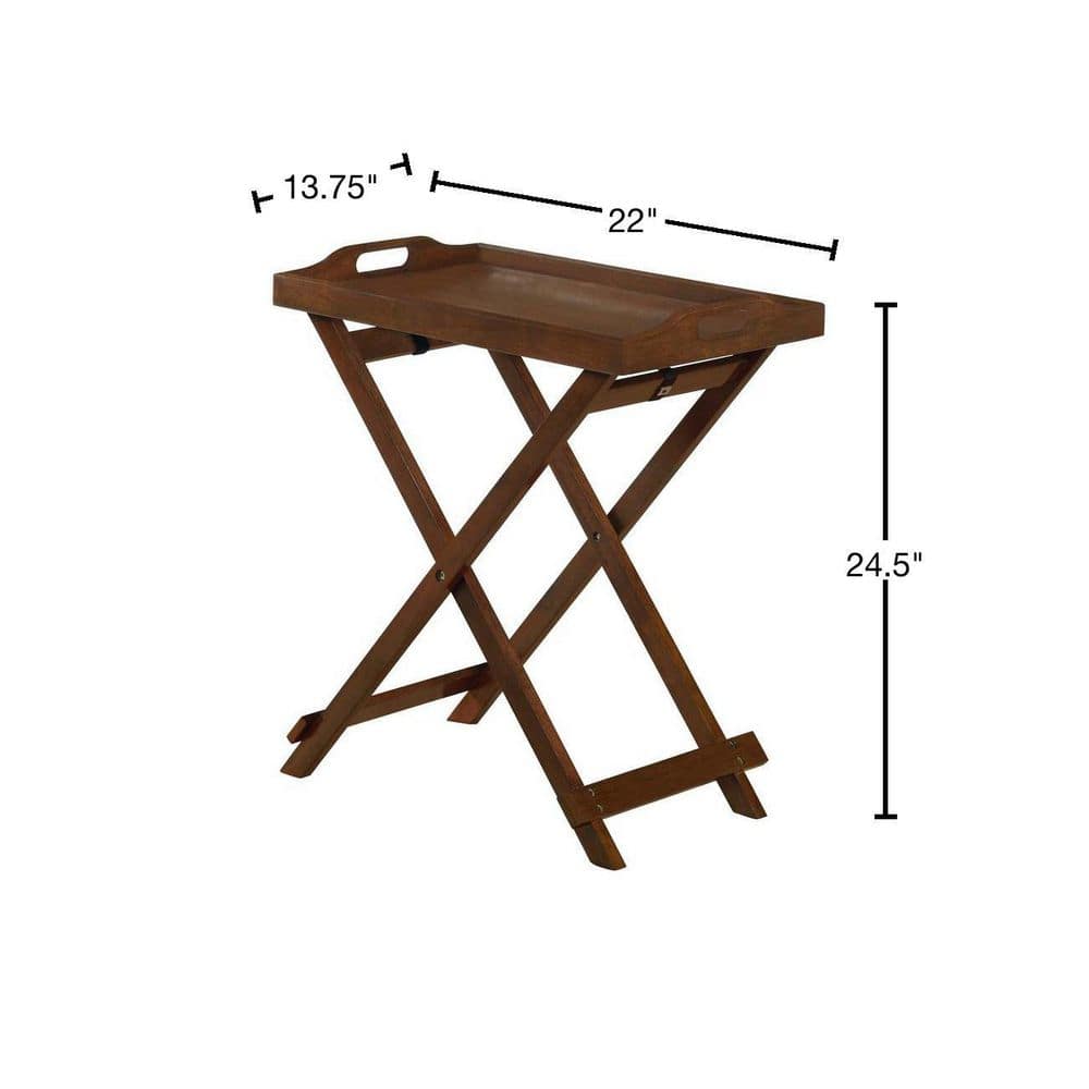 Espresso Wood Folding Tray Table with Handles