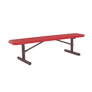 6 ft. Diamond Red Portable Commercial Park Bench without Back Surface Mount