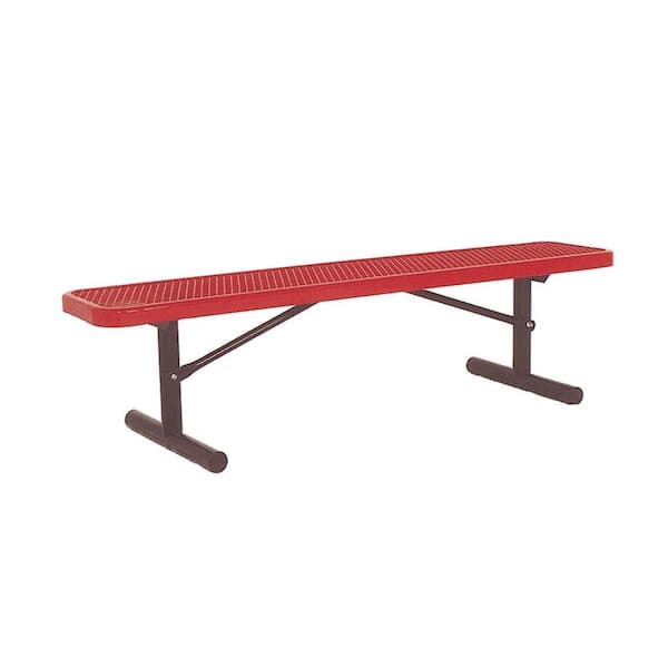 Ultra Play 6 ft. Diamond Red Portable Commercial Park Bench without Back Surface Mount