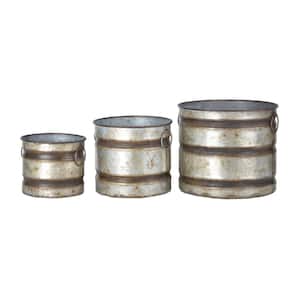 Shelburne Canister Weathered Gray Metal Planters (Set of 3)