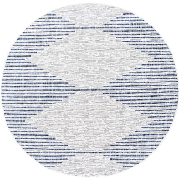 Livabliss Peroti White 6 ft. 7 in. Round Indoor/Outdoor Area Rug