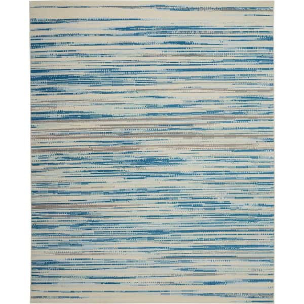 Nourison Jubilant Teal Blue 8 Ft X 10 Ft Moroccan Farmhouse Area Rug 478009 The Home Depot