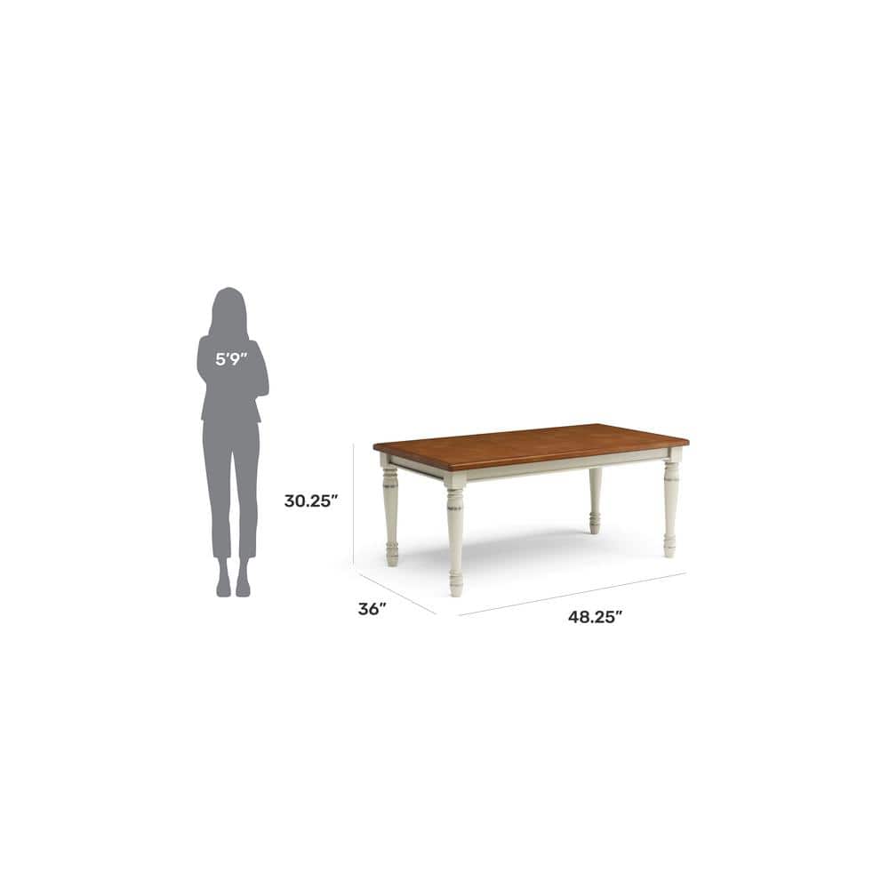 Cottage Charm Extendable Dining Table in Off-White and Oak