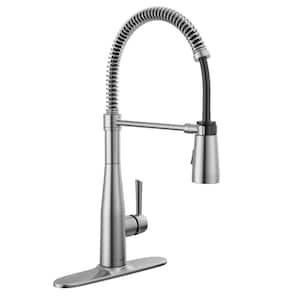 Essa Single Handle Pull Down Sprayer Kitchen Faucet with Spring Spout in Arctic Stainless