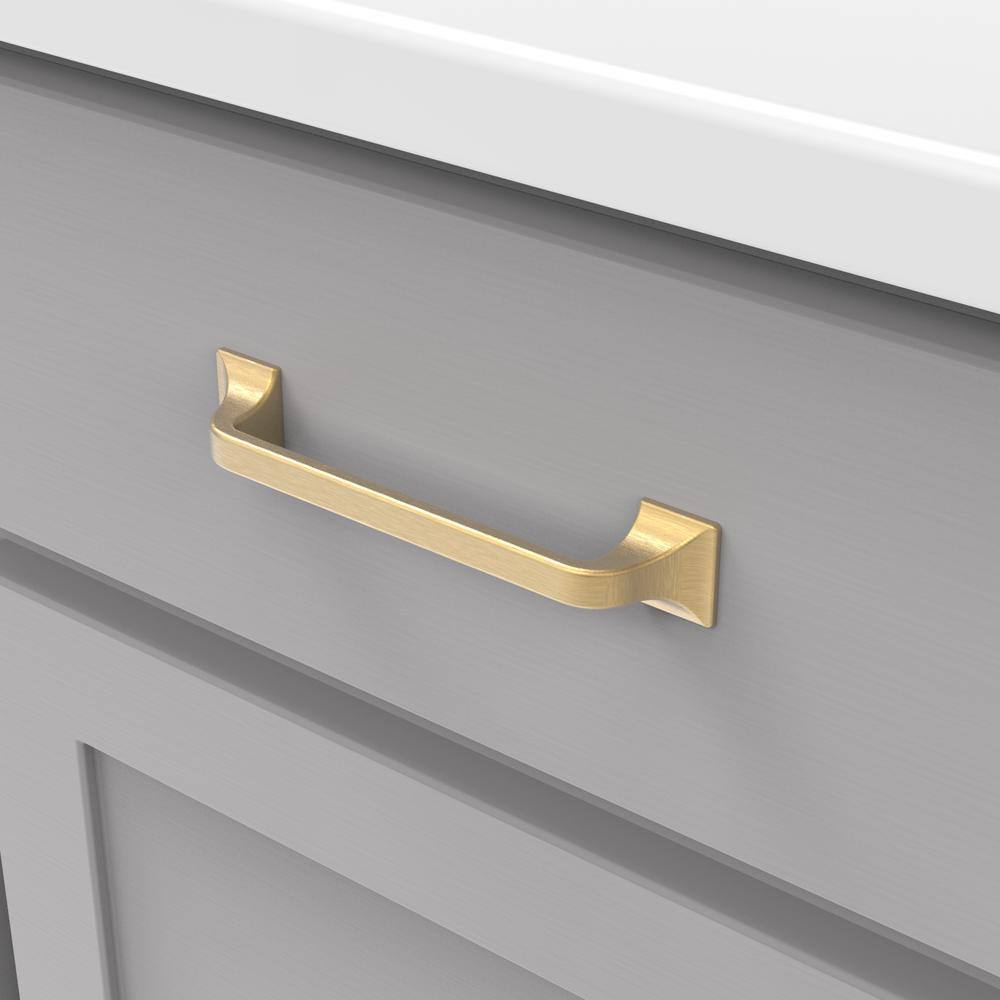Brushed Golden Brass Modern Farmhouse Cabinet Pulls, 5-1/16"