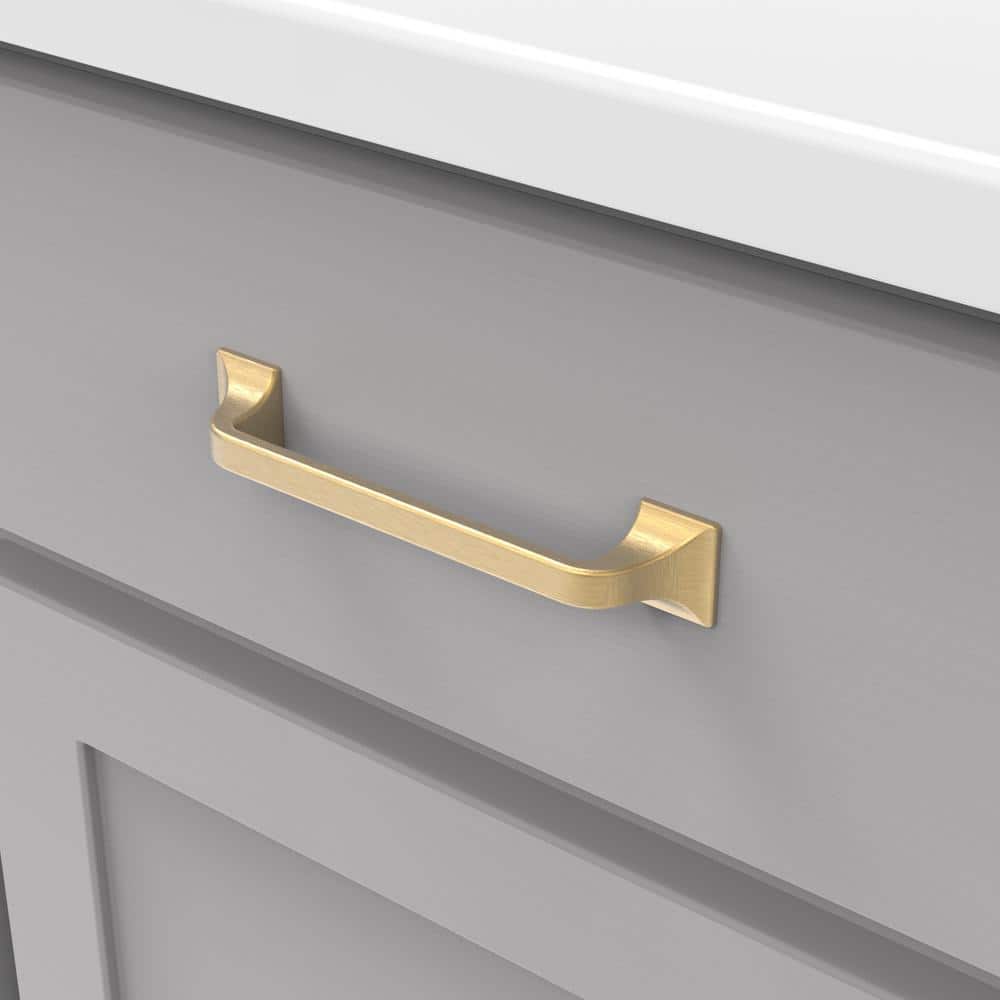 Brushed Golden Brass Modern Farmhouse Cabinet Handles, 5-1/16"