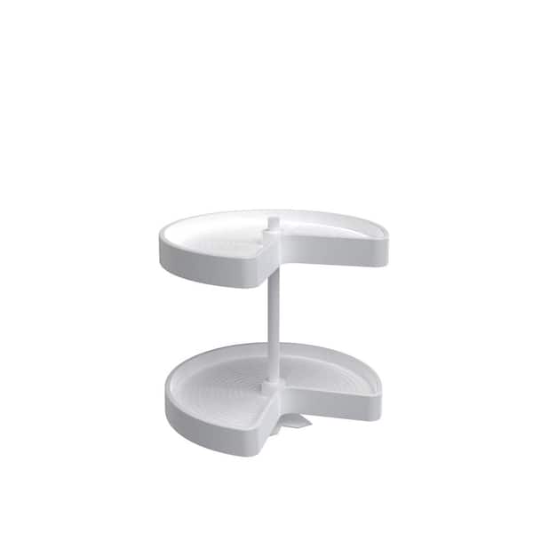 Rev-A-Shelf 18 in. H x 18 in. W x 18 in. D White Polymer Kidney Shape Bottom Mount 2-Shelf Lazy Susan Set