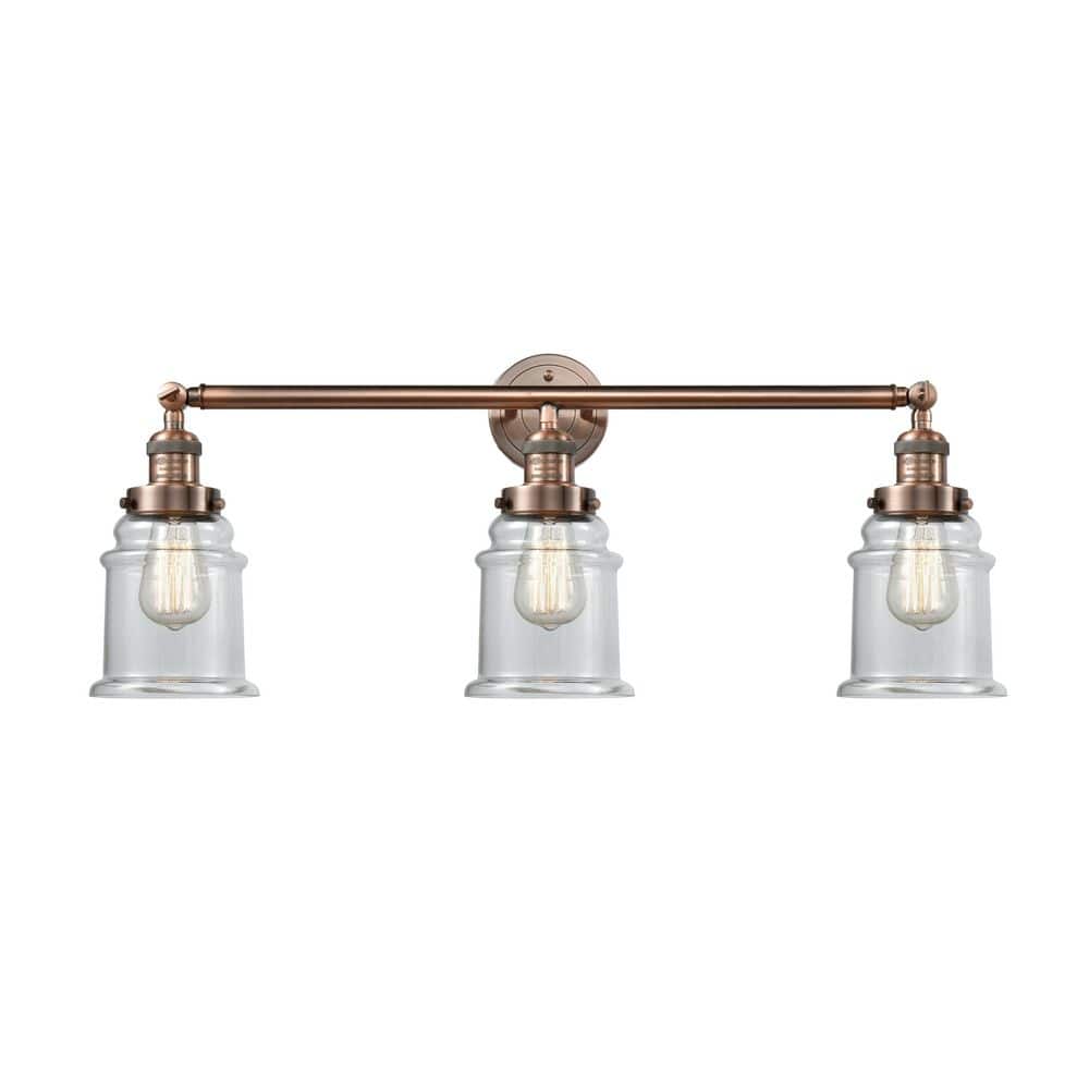 Canton 30 in. 3-Light Antique Copper Vanity Light with Glass Shade price history on PriceWatchPro