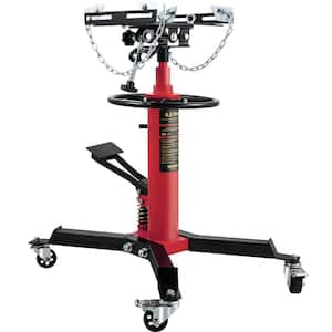 1100 lbs. Red Transmission Jack 2-Stage Stand Hydraulic Floor Jack 67 in. w/ Foot Pedal 360-Degree Wheel for Garage/Shop