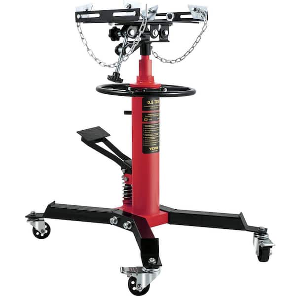 VEVOR MSDGYYCDQJ05T8KJXV0 1100 lbs. Red Transmission Jack 2-Stage Stand Hydraulic Floor Jack 67 in. w/ Foot Pedal 360-Degree Wheel for Garage/Shop - 1