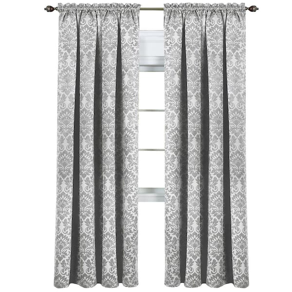 ACHIM Sutton 52 in. W x 84 in. L Polyester Blackout Window Panel in Silver