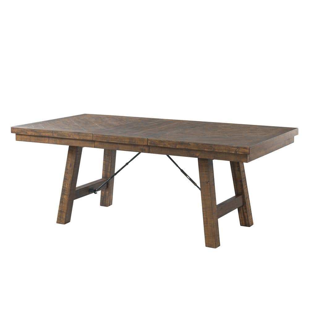 Rustic Flair Extendable Dining Table in Smokey Walnut with Turnbuckle Accents