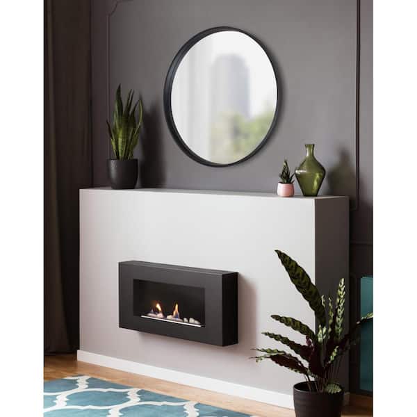 Medium Round Black Modern Mirror (32 in. H x 32 in. W)