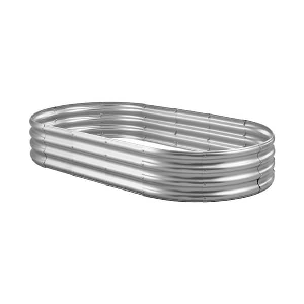 6 ft. L x 3 ft. W x 1 ft. H Metal Oval Raised Garden Bed for Flowers, Vegetables, Succulents, Galvanized and Open Design