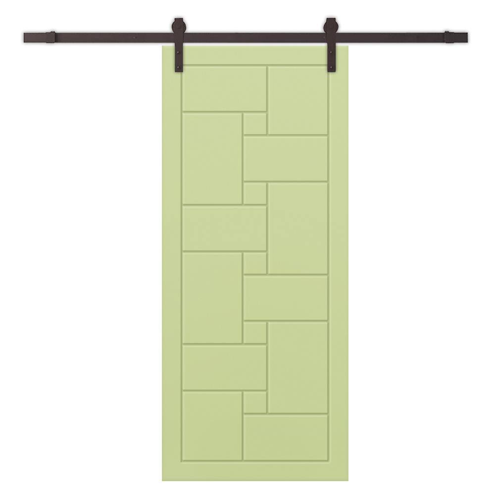 42 in. x 80 in. Sage Green Painted Composite MDF Paneled Interior Sliding Barn Door with Hardware Kit price history on PriceWatchPro