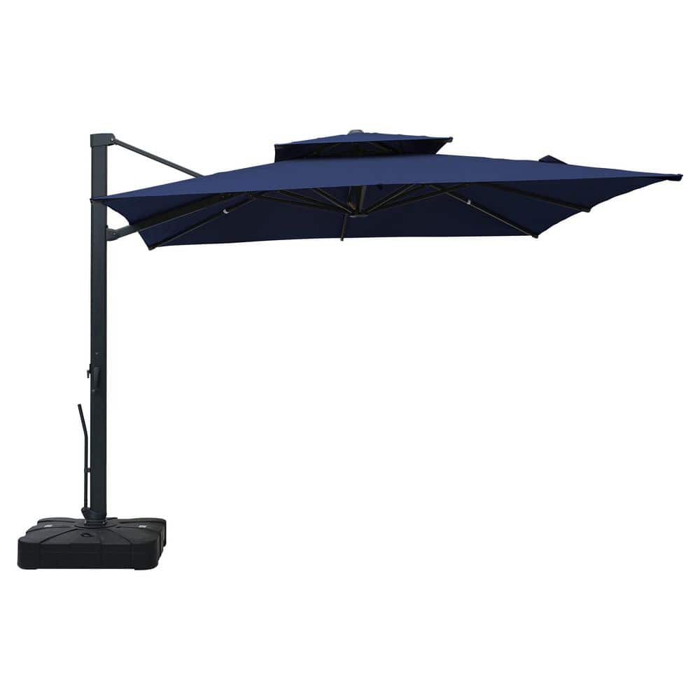 10 ft. x 10 ft. Square Aluminum 360° Rotation Outdoor Patio Cantilever Umbrella with Base, in Navy Blue price history on PriceWatchPro