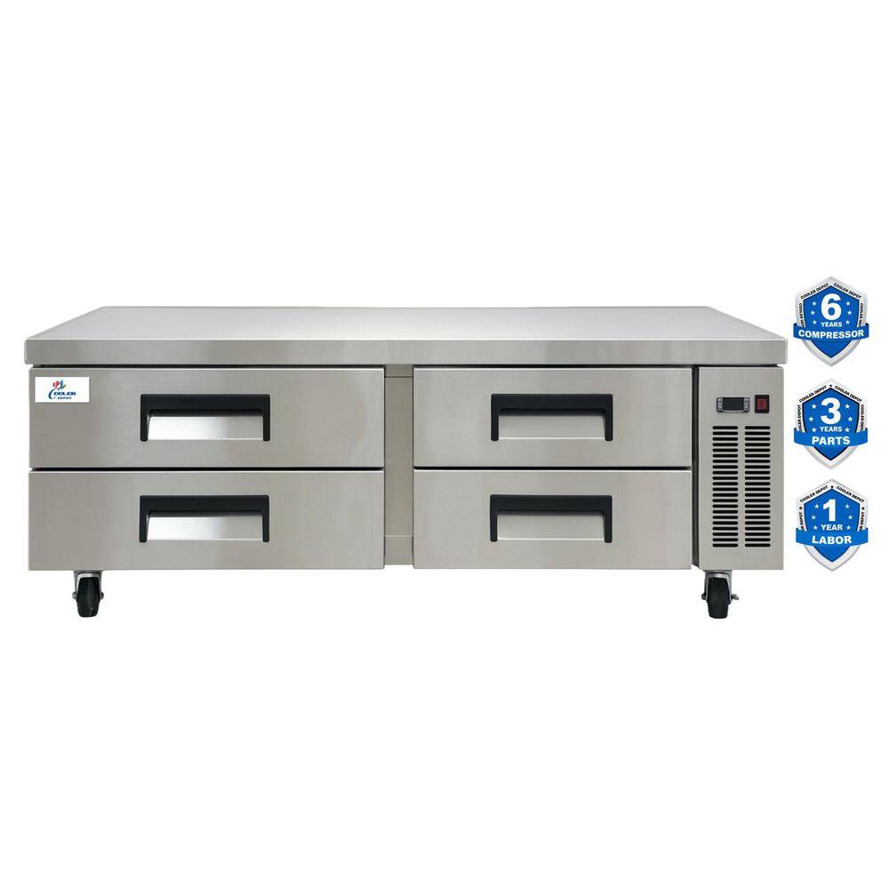 72 in. W 35 cu. ft. NSF 4-Drawer Chef Base Commercial Specialty Refrigerator in Stainless Steel