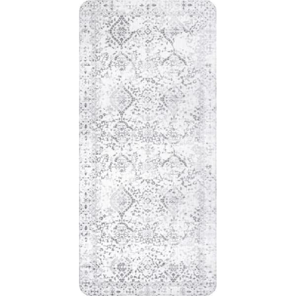 Odell 2 ft. x 4 ft. Light Gray Oriental Anti Fatigue Kitchen or Laundry Room Comfort Mat Area Rug