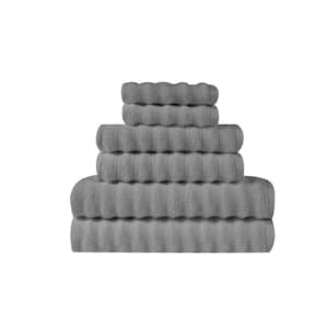 Zero Twist 6-Piece Grey Solid Cotton Towel Set