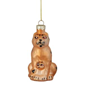 3 in. Orange and Black Glass Leopard Christmas Ornament
