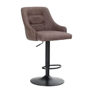 46 in. Brown Adjustable Counter Height Swivel Bar Stool with PU Leather