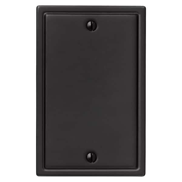 Amerelle Sinclair Insulated 1-Gang Matte Black Blank Stamped Steel Wall Plate