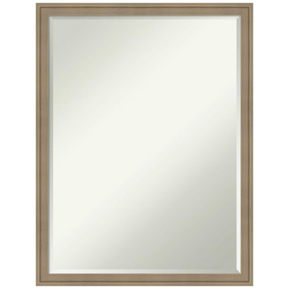 Florence Light Brown 19.75 in. x 25.75 in. Petite Bevel Casual Rectangle Framed Bathroom Wall Mirror in Brown -  Amanti Art, A38868100343