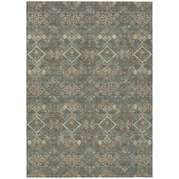 Chantille Machine Washable Indoor/Outdoor Abstract ACN2478 Basil 8 ft. x 10 ft. Area Rug