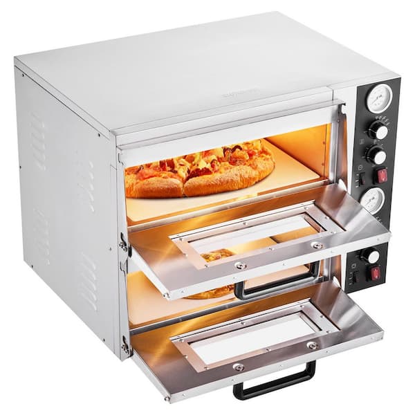 Pizza Oven Electric, 18 in. Double-Deck Commercial Countertop Pizza Oven, 842°F Max Temp, Indoor Pizza Maker