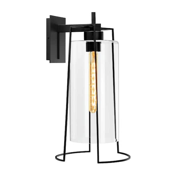 NORWELL Large Cere 1-Light Matte Black Outdoor Wall Lantern Sconce