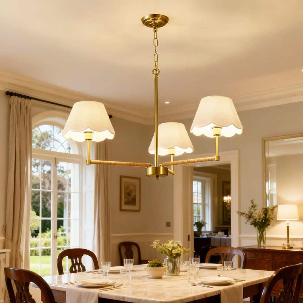 Nora 3-Light Gold Contemporary Chandelier with Fabric Shade Pendant Light for Dining Room price history on PriceWatchPro